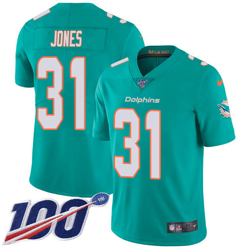 Miami Dolphins #31 Byron Jones Aqua Green Team Color Men Stitched NFL 100th Season Vapor Untouchable Limited Jersey->miami dolphins->NFL Jersey